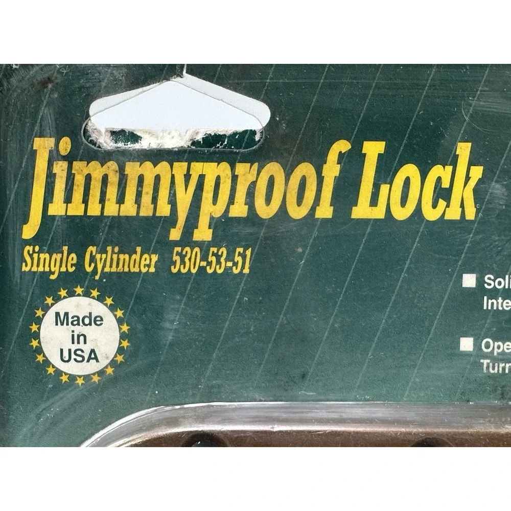 VTG Ilco JimmyProof Dead Bolt Lock 530-53-51 Single Cylinder NOS Bronze Finish